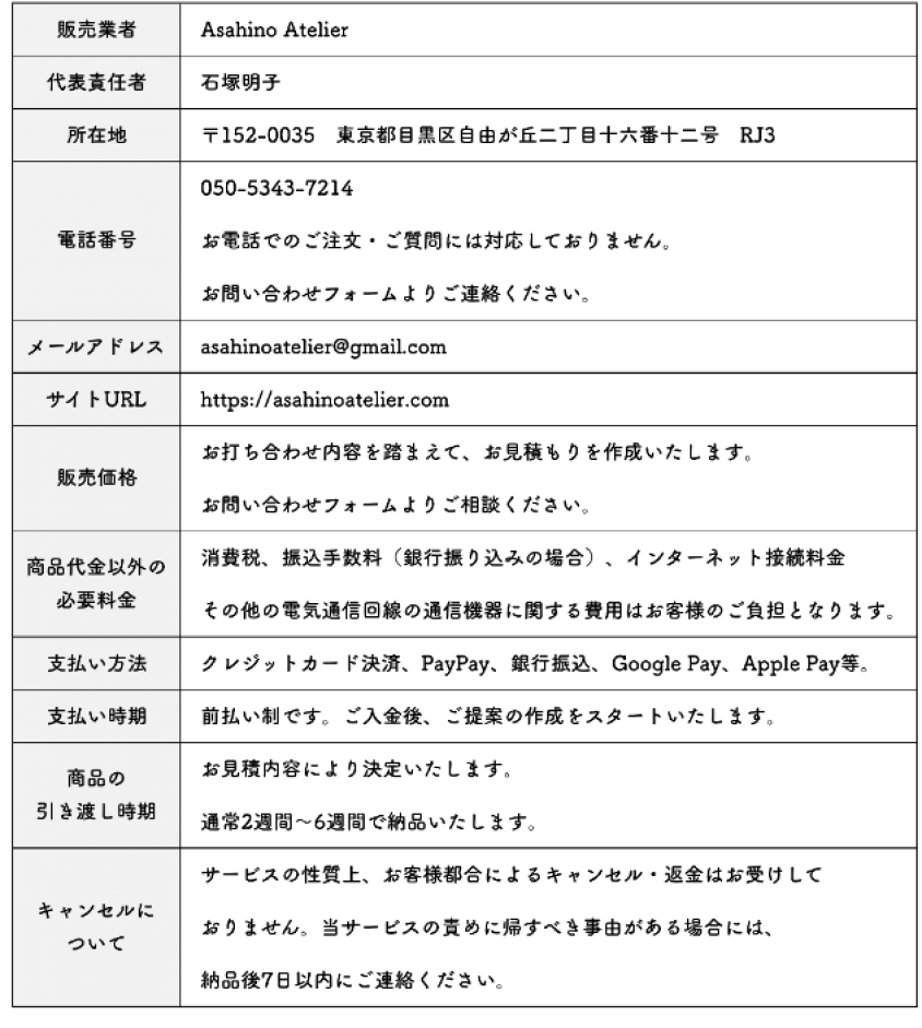 特定商取引法に基づく表記